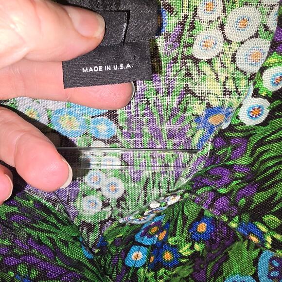 Anna Sui Shorts Romper 2010 Collection Floral Silk Linen Petal Collar USA Size 4 - Picture 7 of 14